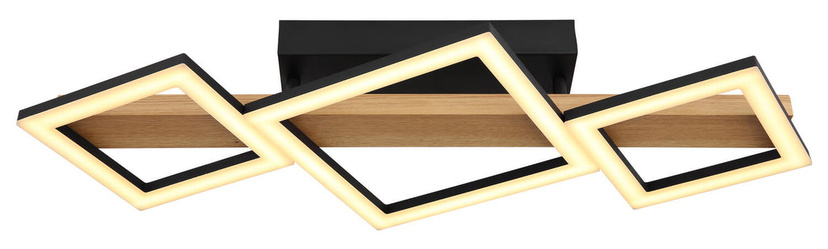 Plafonnier Dustin noir mat, L 66 cm
