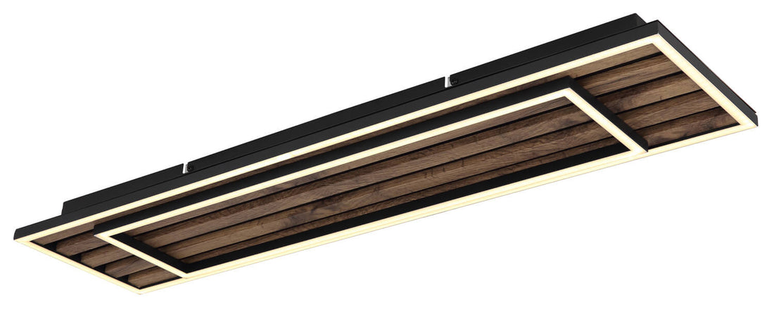 Plafonnier Woody noir mat, L 80 cm
