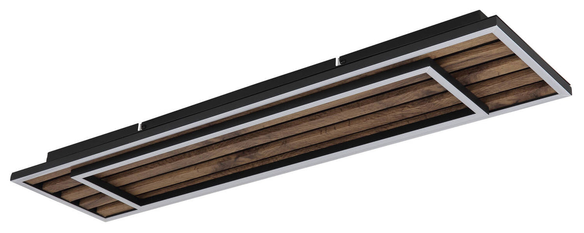 Plafonnier Woody noir mat, L 80 cm