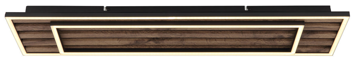 Plafonnier Woody noir mat, L 80 cm