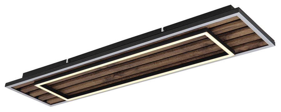 Plafonnier Woody noir mat, L 80 cm