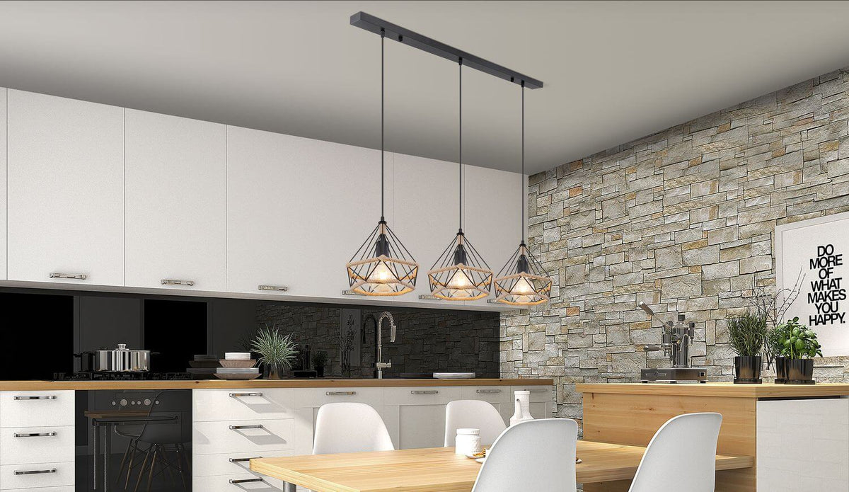Suspension Ulleu noire mat, H 120 cm
