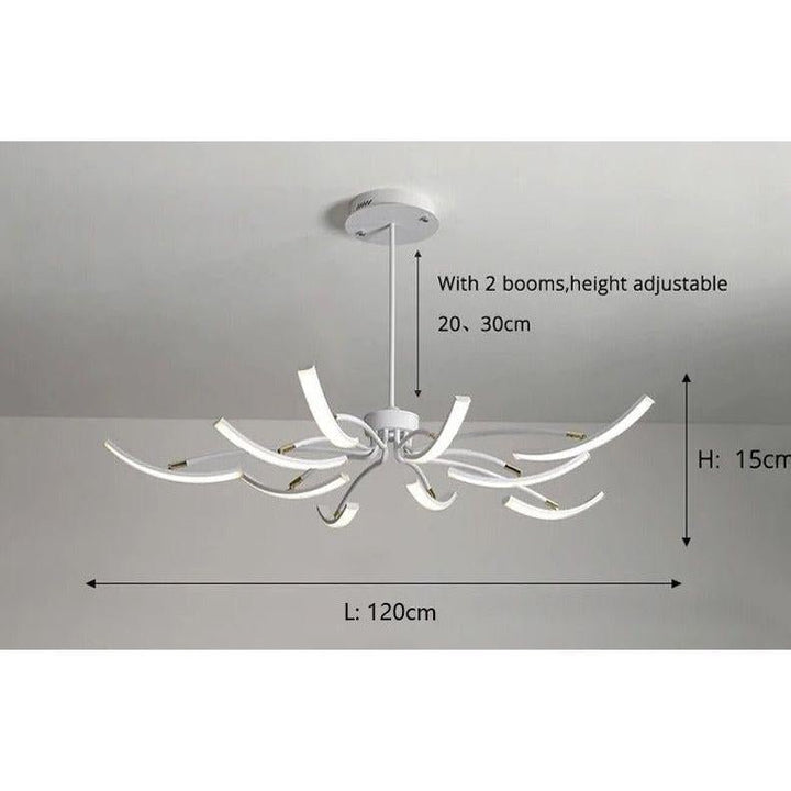 Grand Plafonnier LED | Lumière Zenith - Designix Lustre 10 Bras | 120x15 cm Blanc