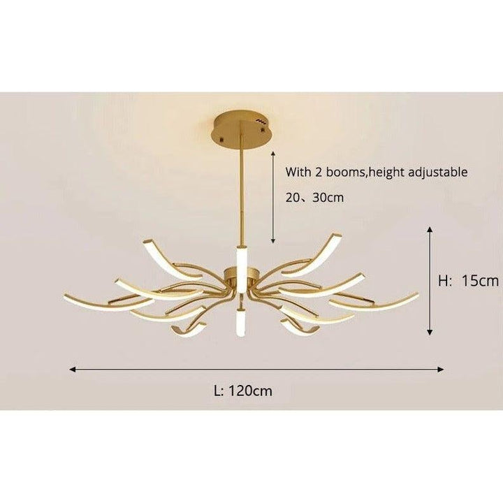 Grand Plafonnier LED | Lumière Zenith - Designix Lustre 12 Bras | 120x15 cm Blanc