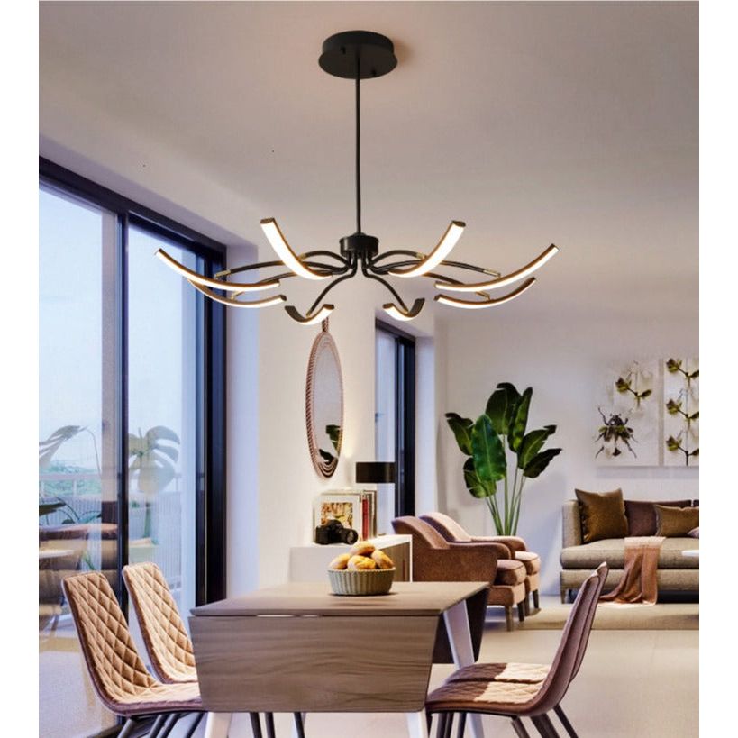 Grand Plafonnier LED | Lumière Zenith - Designix Lustre 6 Bras | 80x15 cm Blanc