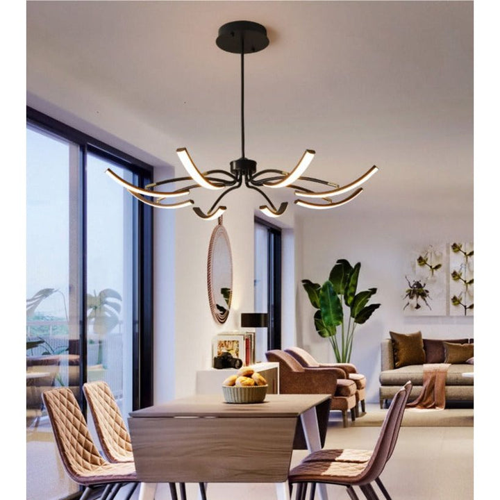 Grand Plafonnier LED | Lumière Zenith - Designix Lustre 6 Bras | 80x15 cm Blanc
