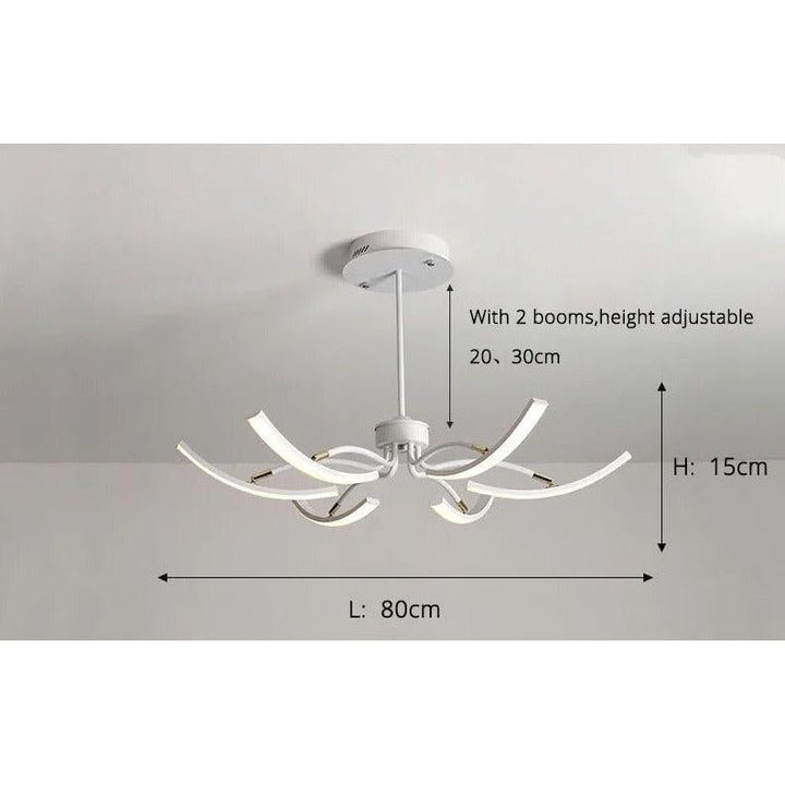 Grand Plafonnier LED | Lumière Zenith - Designix Lustre 6 Bras | 80x15 cm Blanc
