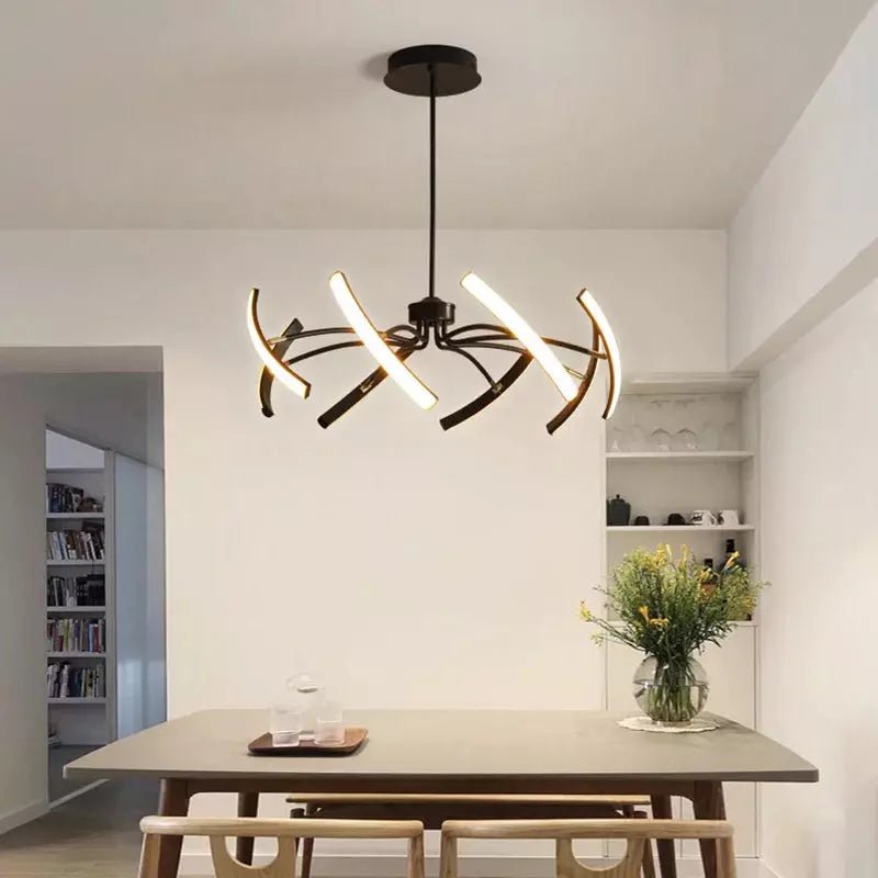 Grand Plafonnier LED | Lumière Zenith - Designix Lustre 6 Bras | 80x15 cm Blanc