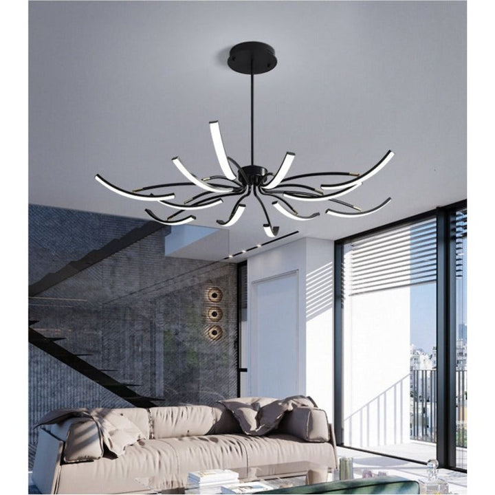 Grand Plafonnier LED | Lumière Zenith - Designix Lustre 6 Bras | 80x15 cm Blanc