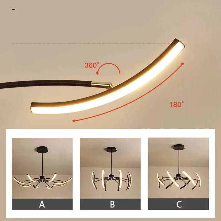 Grand Plafonnier LED | Lumière Zenith - Designix Lustre 6 Bras | 80x15 cm Blanc