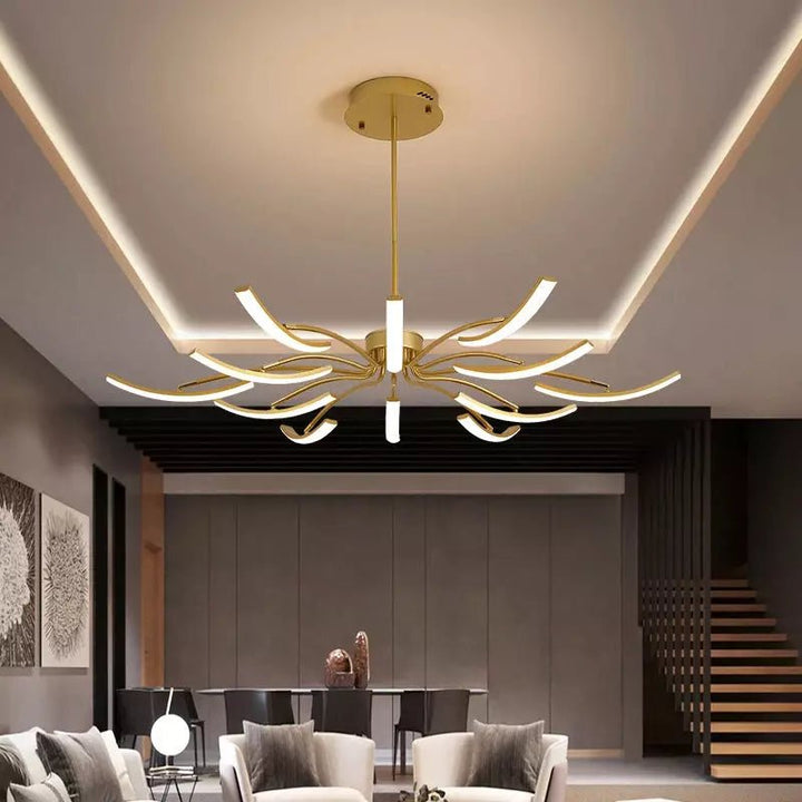 Grand Plafonnier LED | Lumière Zenith - Designix Lustre 6 Bras | 80x15 cm Blanc