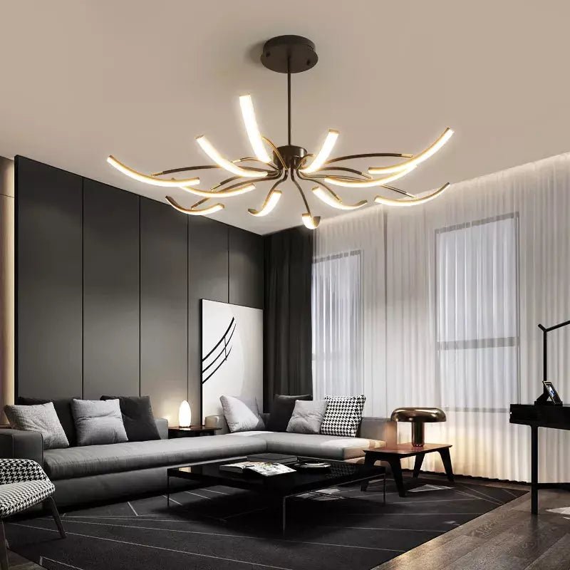 Grand Plafonnier LED | Lumière Zenith - Designix Lustre 6 Bras | 80x15 cm Blanc
