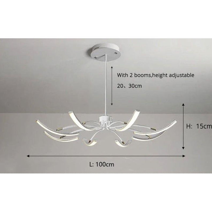 Grand Plafonnier LED | Lumière Zenith - Designix Lustre 8 Bras | 100x15 cm Blanc
