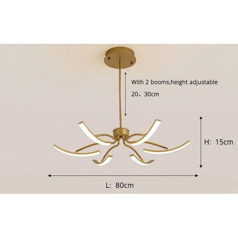Grand Plafonnier LED | Lumière Zenith - Designix Lustre 6 Bras | 80x15 cm Doré
