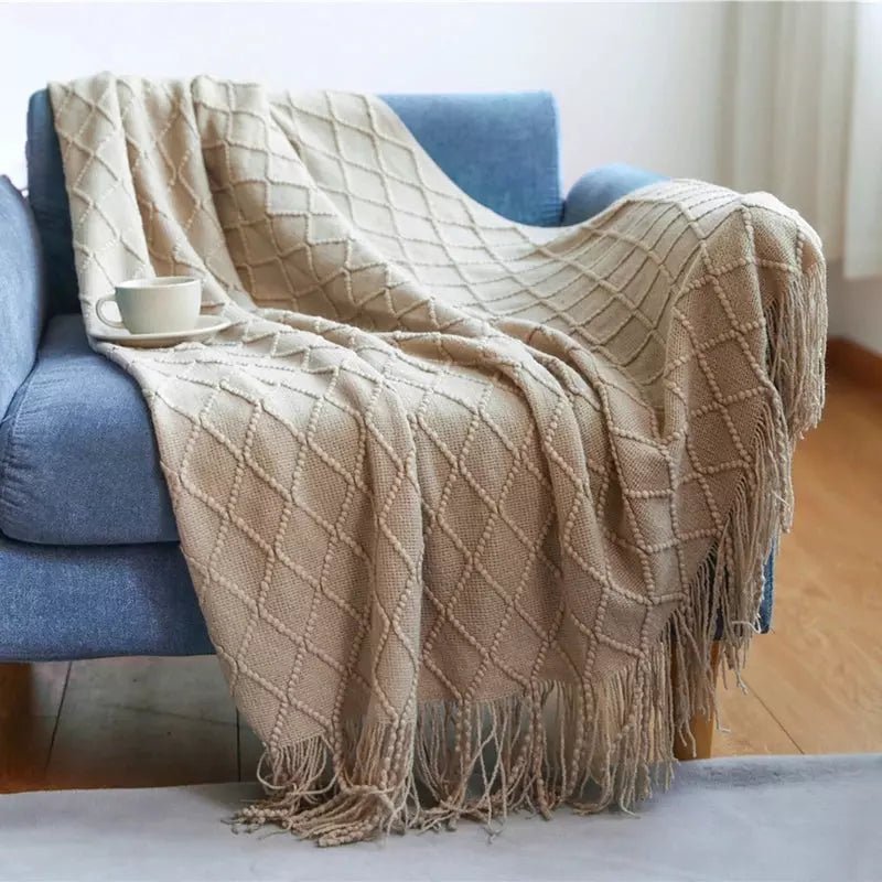 Grand Plaid Canapé | Confort Douillet - Designix Plaid Diamant Kaki 127x172cm