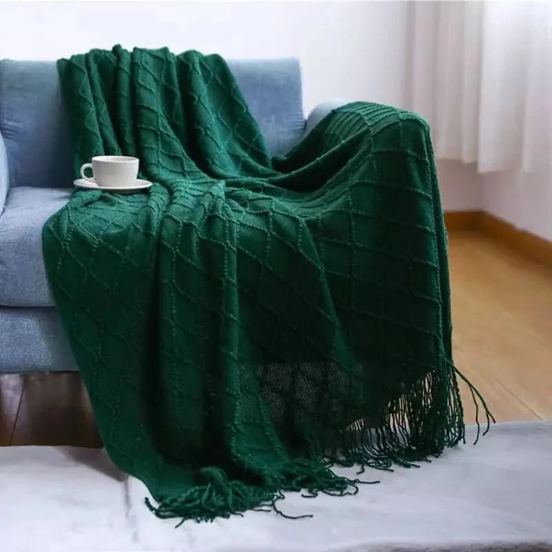 Grand Plaid Canapé | Confort Douillet - Designix Plaid Vert Foncé 127x172cm