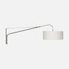 Grande applique murale arc en acier, abat-jour lin blanc Ø50 cm pour salon | Classy