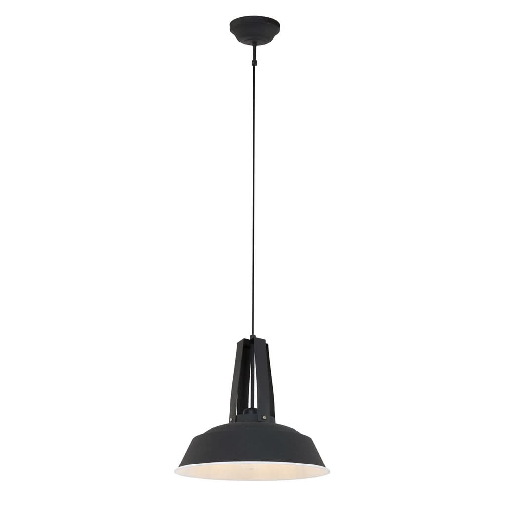 Suspension cloche noire métal mat suspendue, vue d'ensemble industrielle | Designix