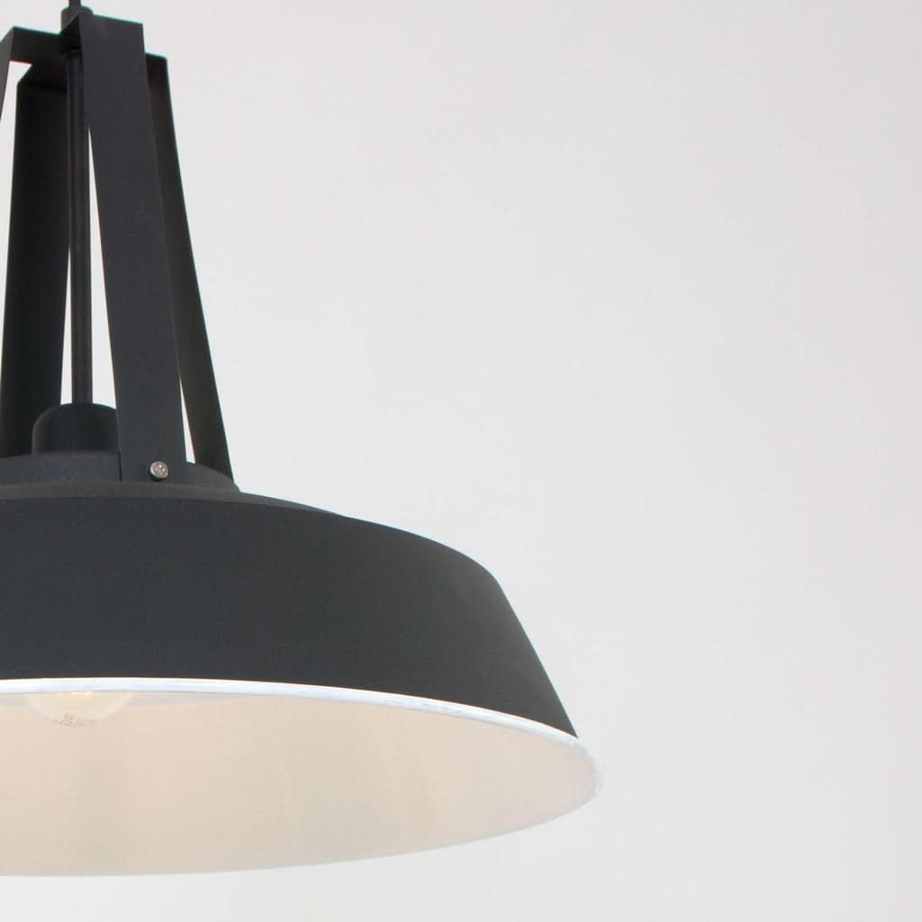 Suspension dôme noir 42 cm, abat-jour cloche métal mat | Eden