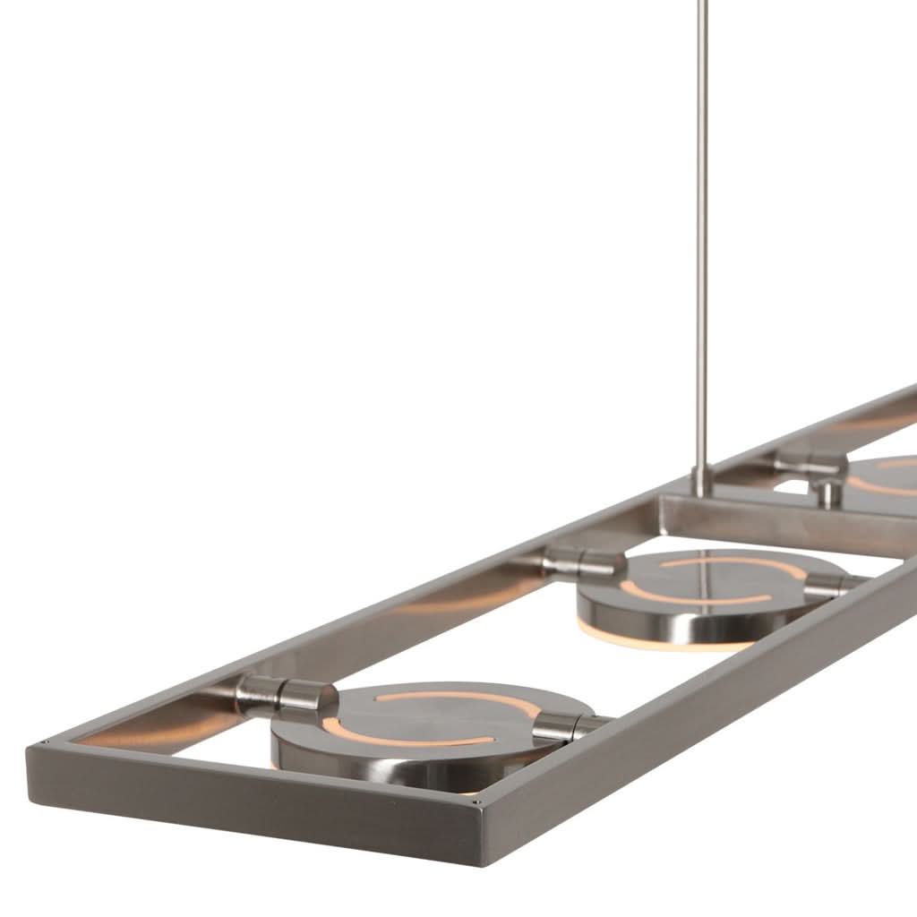 Suspension linéaire îlot cuisine acier 4 disques rotatifs design