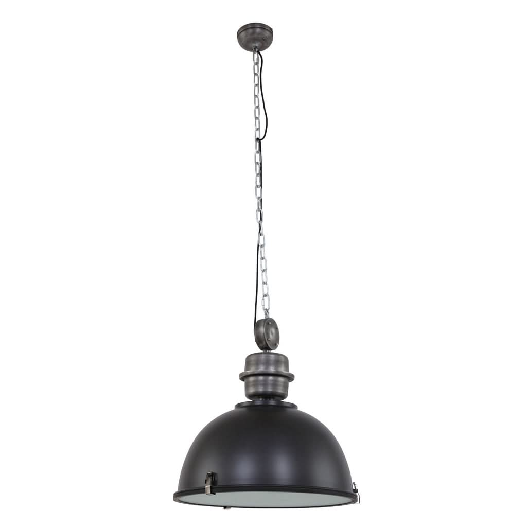 Lustre industriel noir XXL, cloche métal Ø 52 cm à hauteur réglable | Forgex