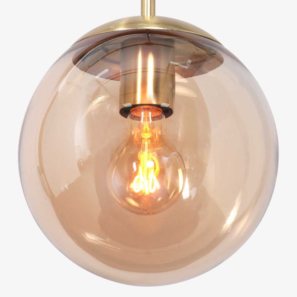 Suspension boule laiton verre ambré Bollique – vue 5 – Designix.fr