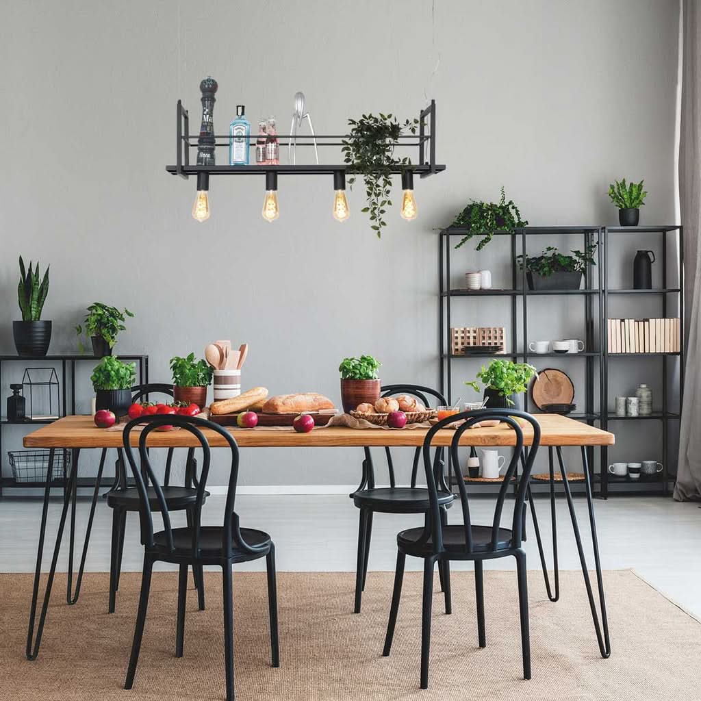Suspension Noir Buckley 4 Lumières | Designix - - https://designix.fr