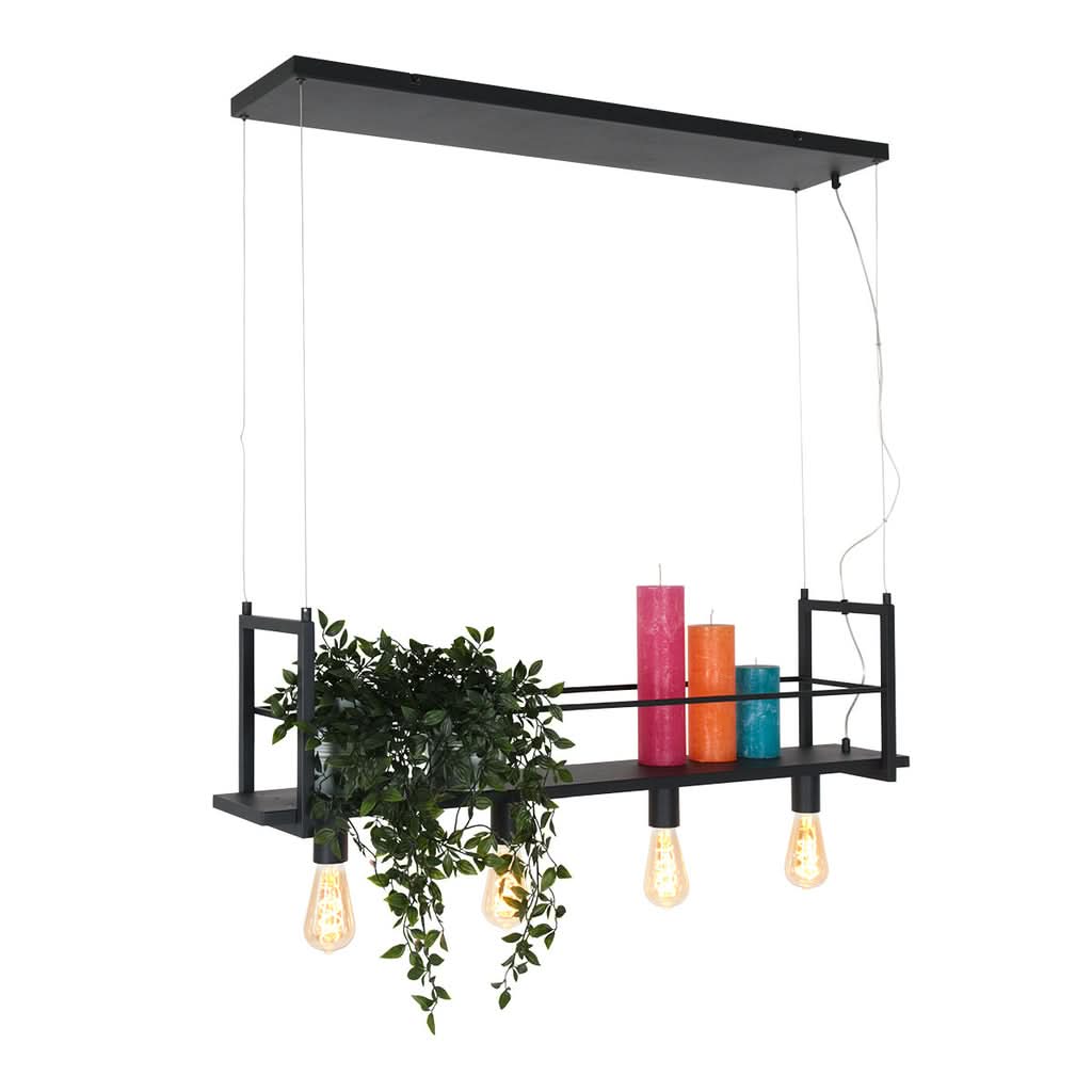 Suspension Noir Buckley 4 Lumières | Designix - - https://designix.fr