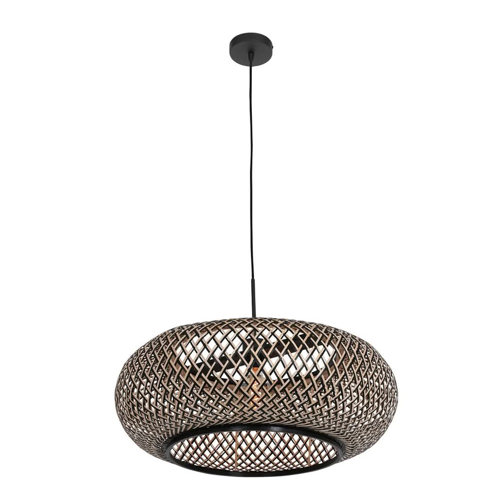 Suspension bambou & bois noir Ø 60 cm, salle à manger | Maze