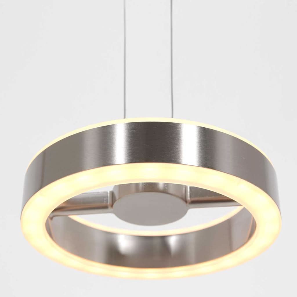 Suspension cercle LED acier brossé Piola 3500ST, anneau Ø15 cm hauteur réglable | Designix