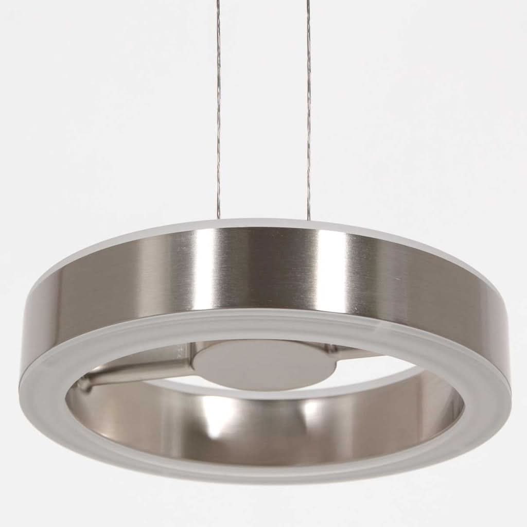 Suspension cercle LED acier brossé Piola 3500ST, anneau Ø15 cm hauteur réglable | Designix