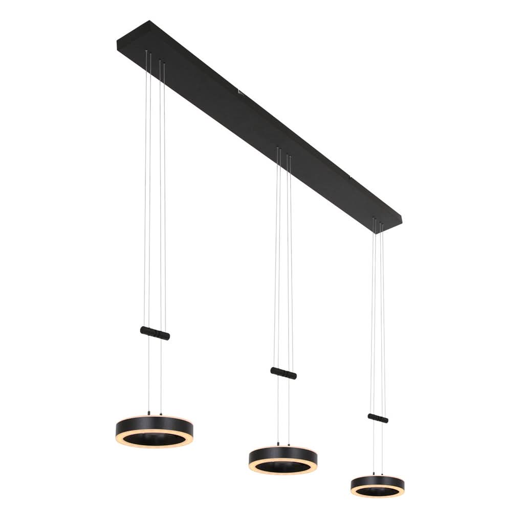 Suspension 3 lumières noire, barre LED 120 cm — vue 2