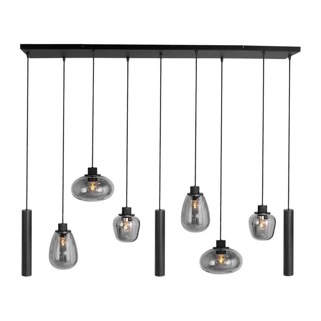 Lustre boule verre fumé noir, 9 lumières dimmable Ø 140 cm | Reflexion