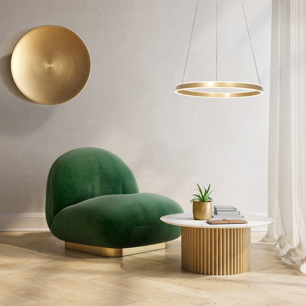 Suspension anneau doré Ringlux Ø 60 cm, table de salle à manger | Designix