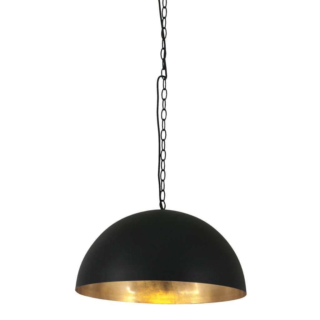 Suspension noire et dorée, dôme Ø 50 cm à chaîne réglable, salle à manger | Solae