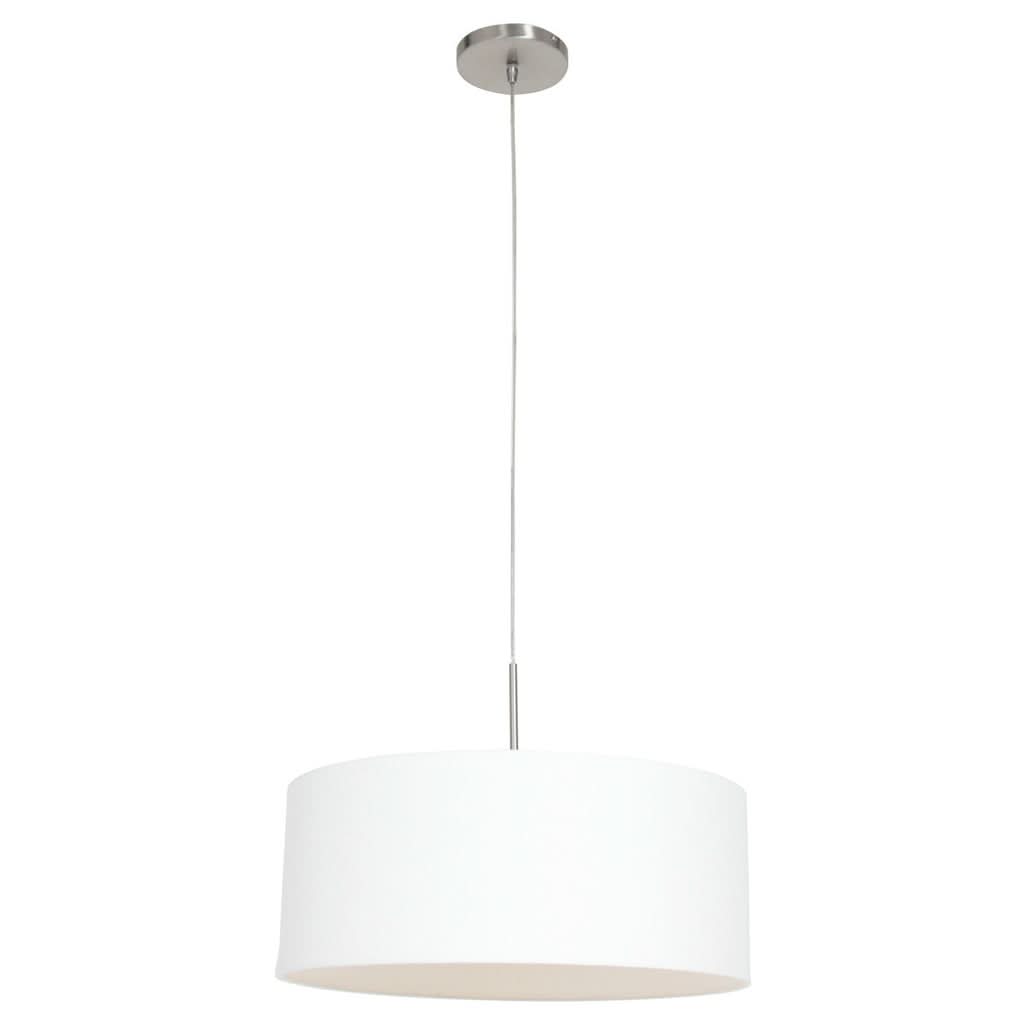Suspension abat-jour blanc en lin Ø 50 cm, structure acier brossé | Sparkled Light