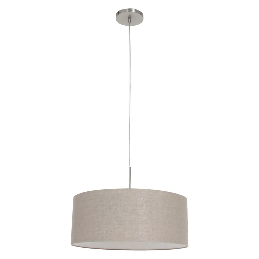 Suspension lin gris, abat-jour tambour acier réglable Ø 50 cm | Sparkled