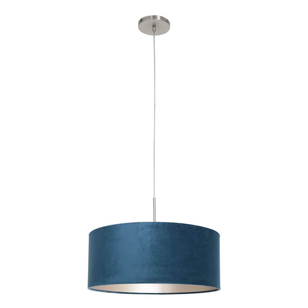 Suspension bleu Velira complète avec support de plafond en acier brossé