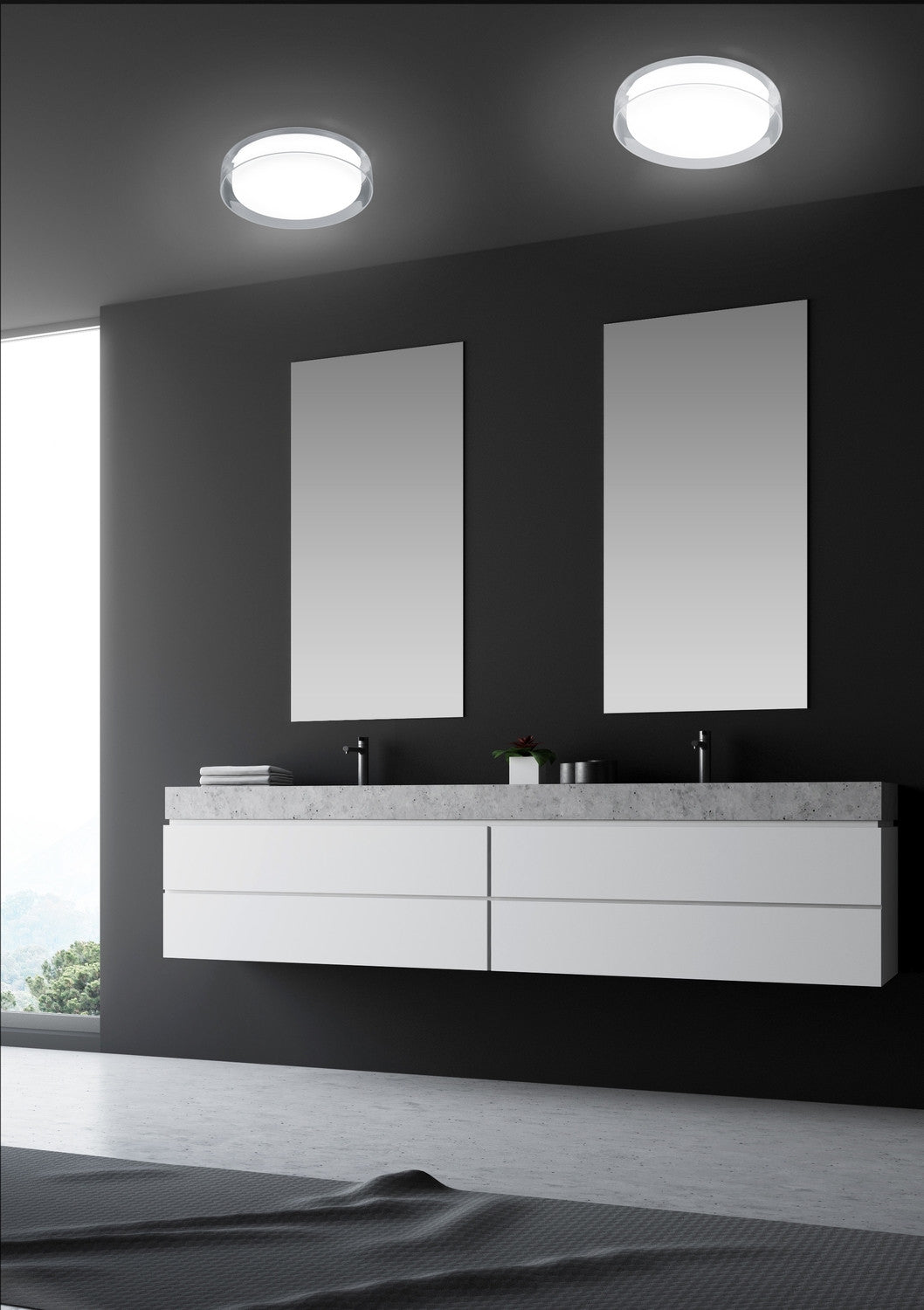 Plafonnier extérieur Olvi chromé, Ø 30 cm