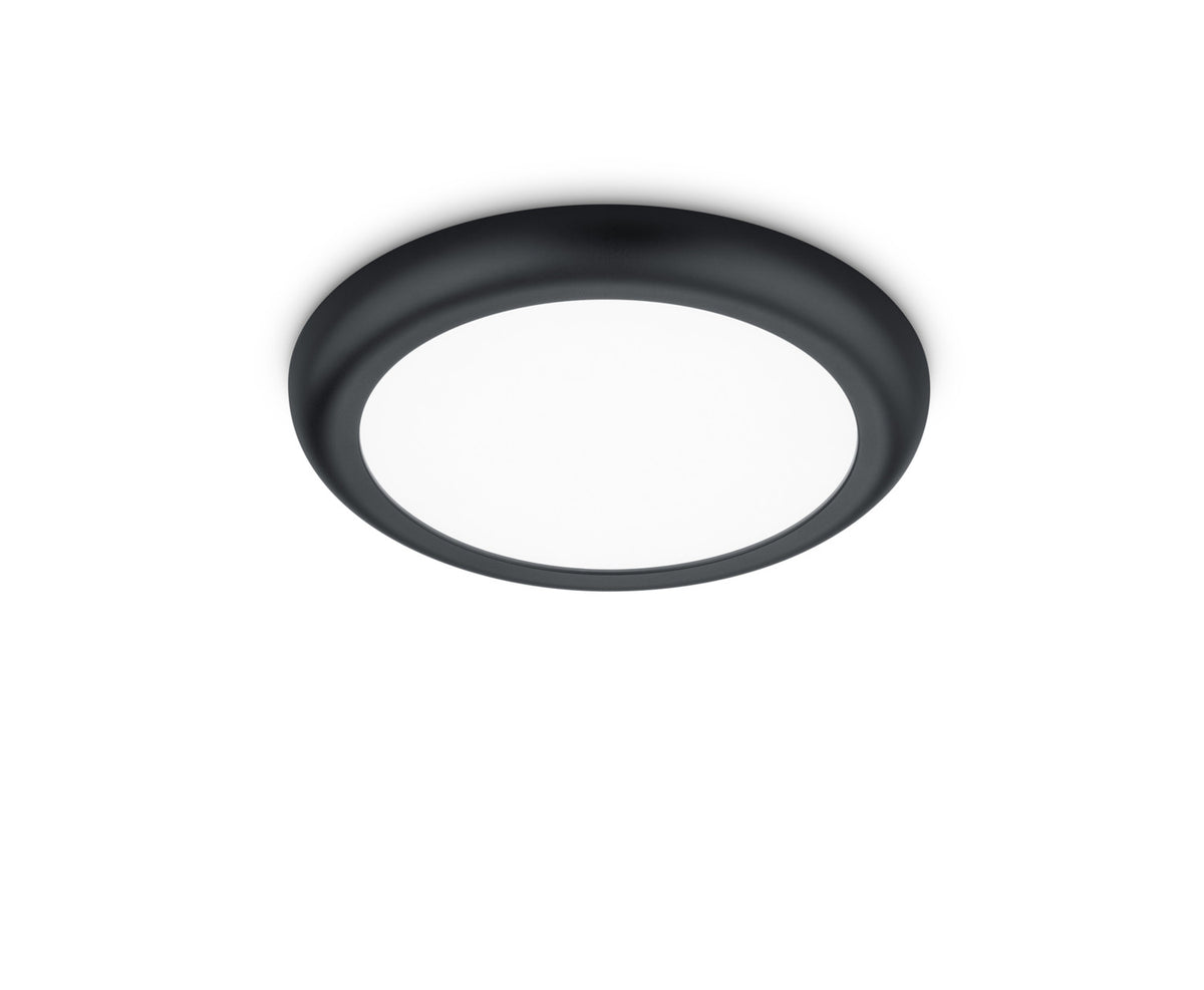 Vue de face du luminaire noir sur fond blanc, cadrage centré et épuré