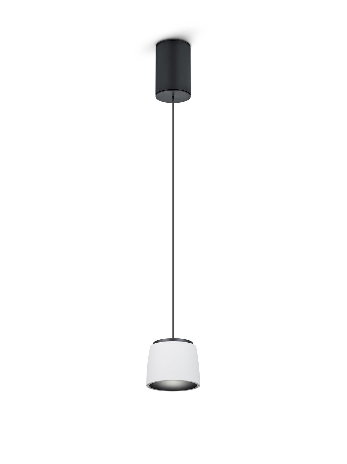 Produit de face sur fond blanc, abat-jour blanc et câble noir.