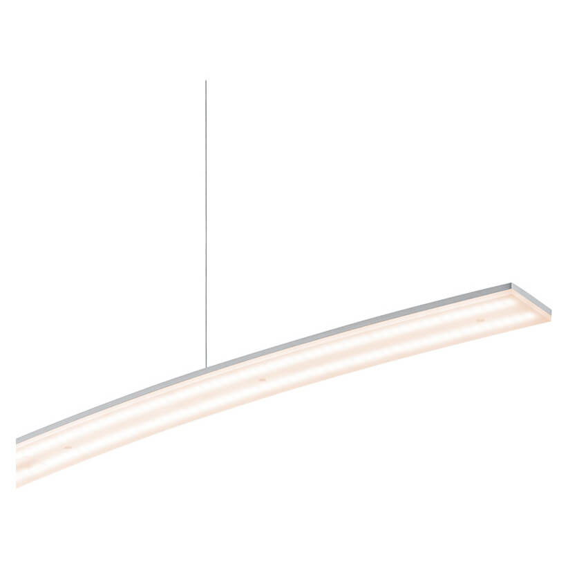 Vue de dessous du bandeau éclairé, diffuseur LED allumé en blanc chaud