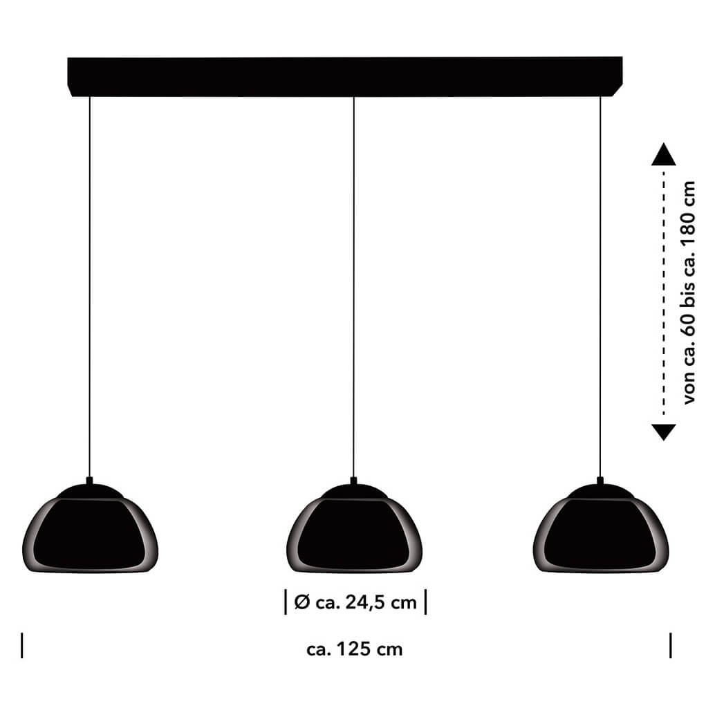 Suspension Luxxo noire et fumée, verre, L 125 cm
