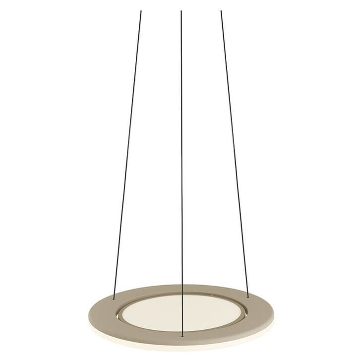 Vue de dessous du diffuseur rond opalin serti dans l'anneau beige