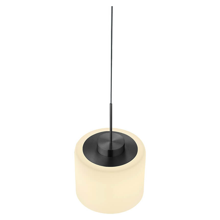 Suspension Abby anthracite et opale, verre, Ø 26 cm