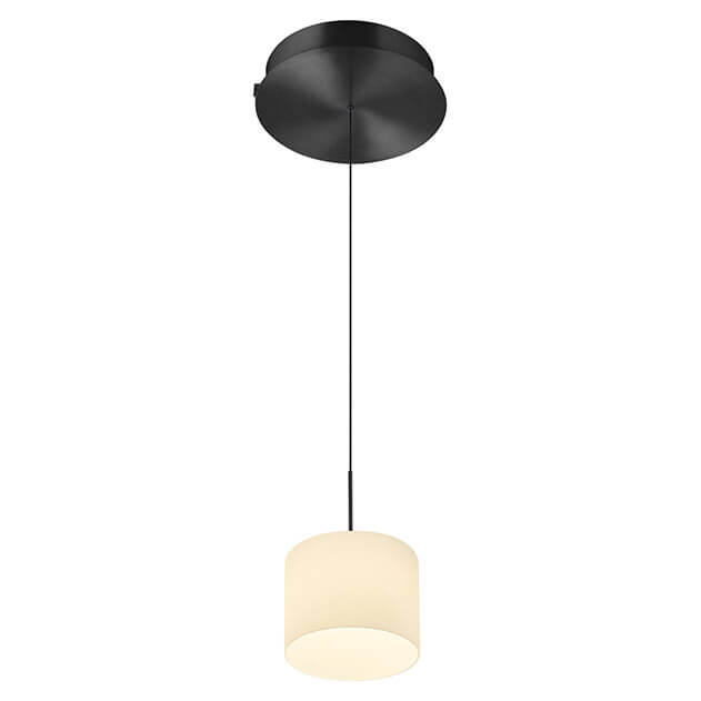 Suspension Abby anthracite et opale, verre, Ø 26 cm