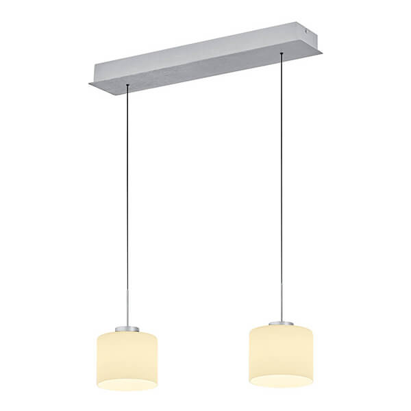 Suspension Abby aluminium et opale, verre, L 64 cm