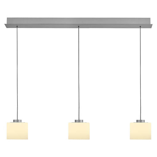 Suspension Abby aluminium et opale, verre, L 110 cm