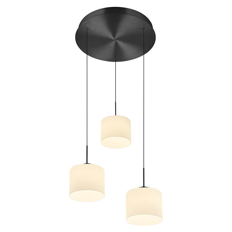 Suspension Abby anthracite et opale, verre, Ø 43 cm