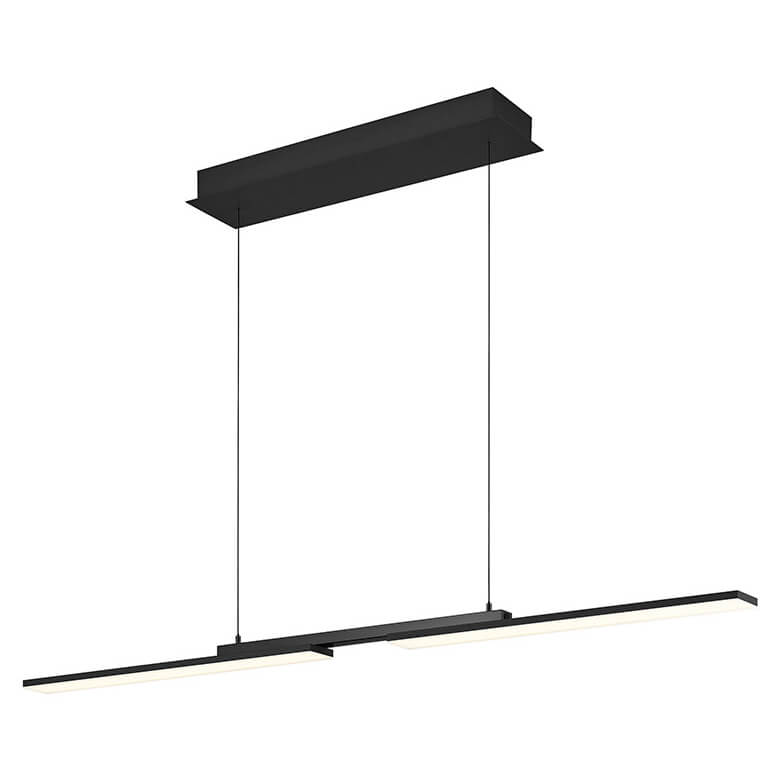 Vue en perspective montrant la barre anthracite et son diffuseur LED allumé.